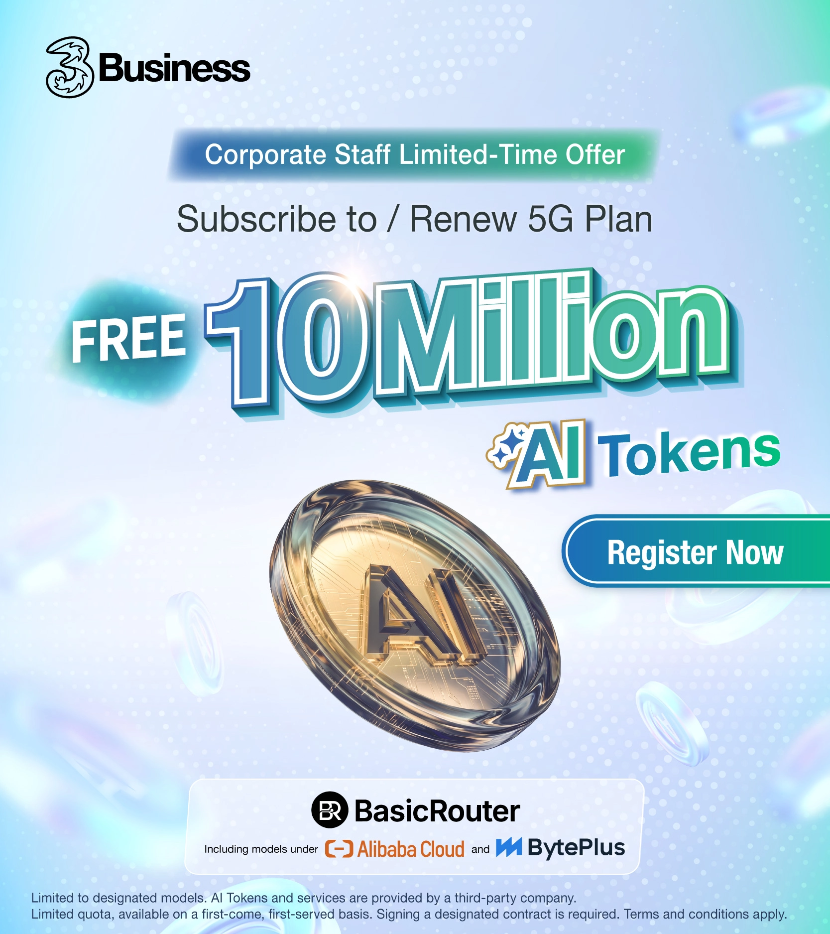 Corporate Staff Limited-Time Offer. Subscribe to / Renew 5G Plan. FREE 10 Million Al Tokens.