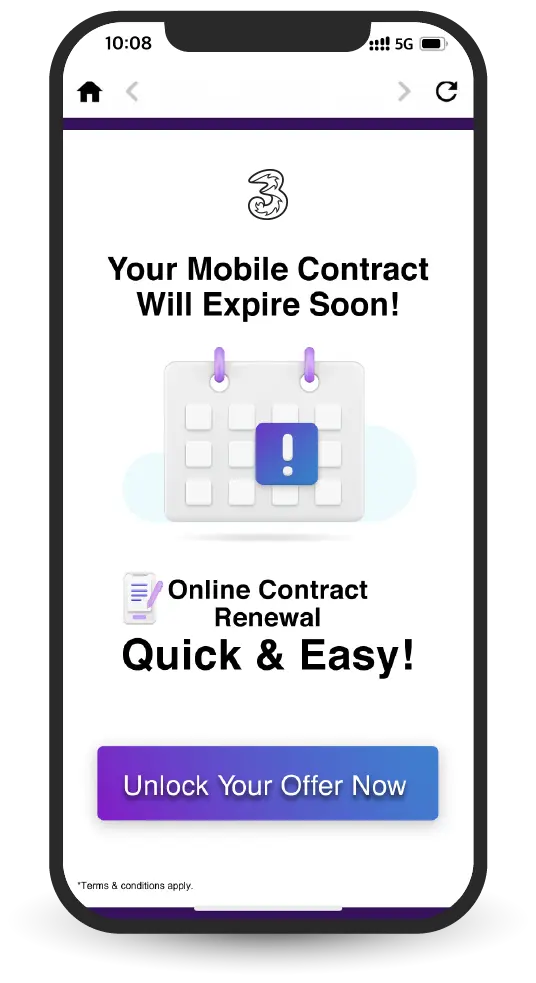 Online contract renewal offers. One stop online contract renewal with 2 simple steps in 3 minutes. Renew your mobile contract. Unlock your offer now. 