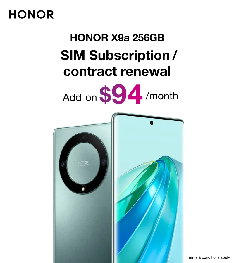 HONOR X9a - Add-on $94/mth up upon SIM Subscription / contract renewal