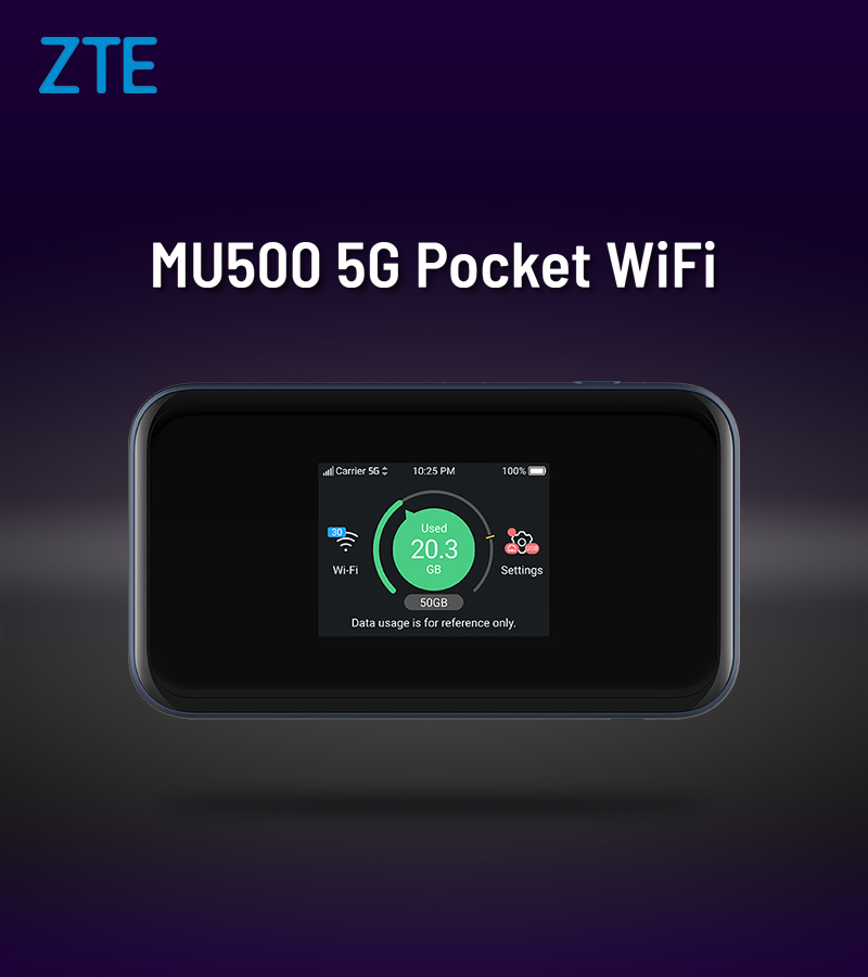 ZTE MU500 5G Pocket WiFi - 上5G SIM月費計劃，5G淨機每月$118起