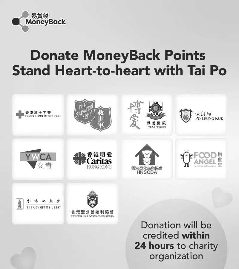 Donate MoneyBack Points Stand Heart-to-heart with Tai Po