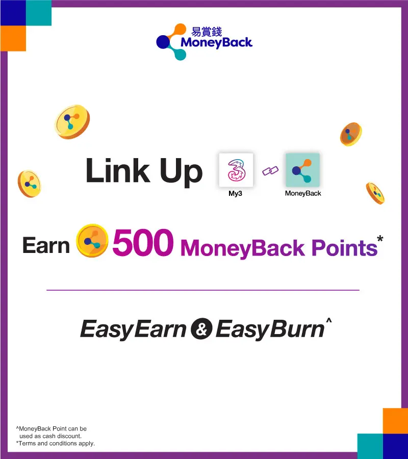 Linkup MoneyBack account With My3 App Earn 500 MoneyBack Points