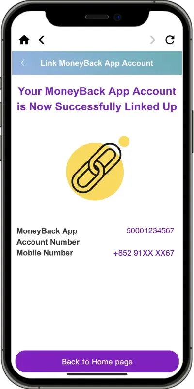 link up MoneyBack App account step 5