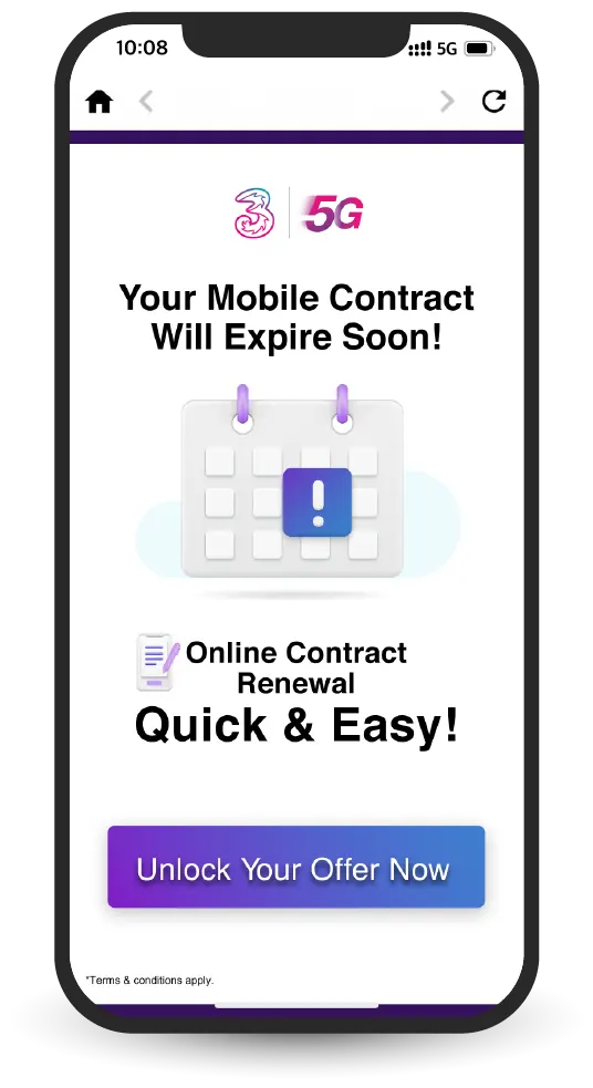 Online contract renewal offers. One stop online contract renewal with 2 simple steps in 3 minutes. Renew your mobile contract. Unlock your offer now. 